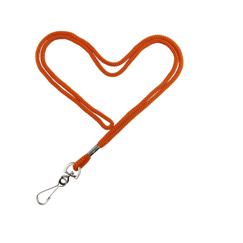 HOSL 100 Pack Orange Badge Lanyards Business Card Lanyards ID Card Employee Students Lanyards Round 36" With Swivel Hook - Image 1